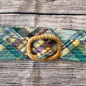 J. Crew Plaid Fabric Belt Ladies M L